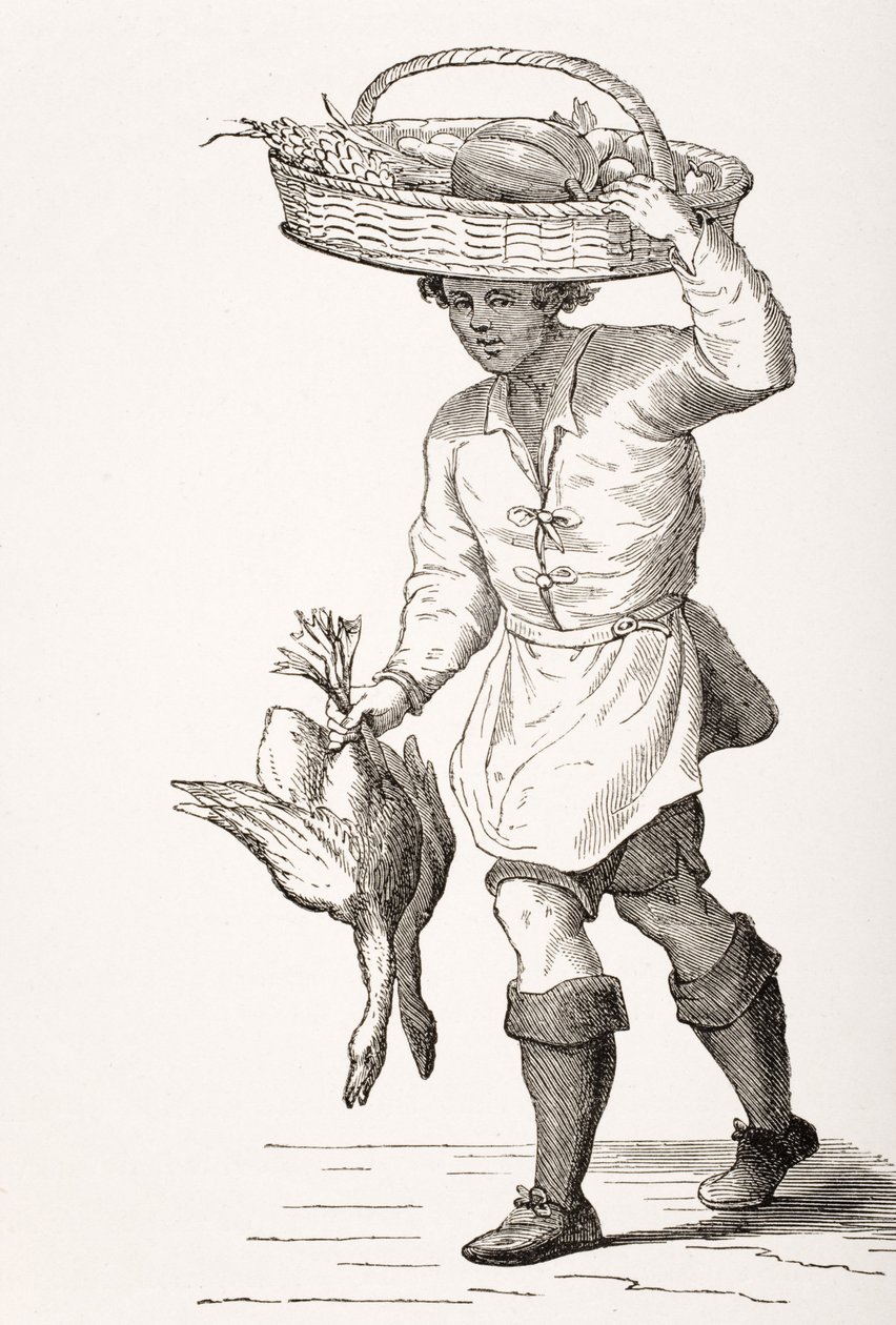 Handlarz drobiem, według XVI-wiecznego drzeworytu Cesare Vecellio (1521-1601) z 