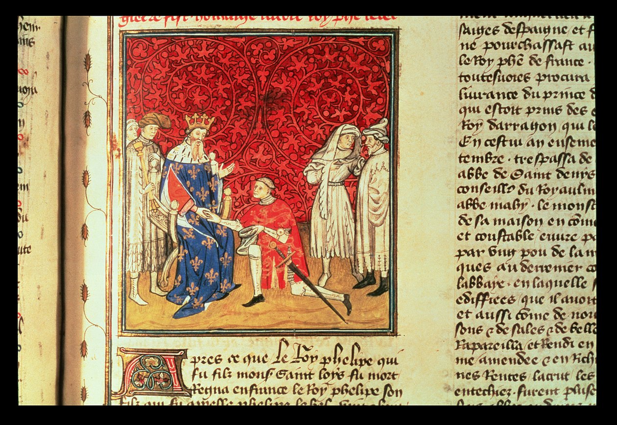 Książę Walii (Henryk V 1387-1422) składa hołd królowi Karolowi VI (1368-1422) autorstwa French School