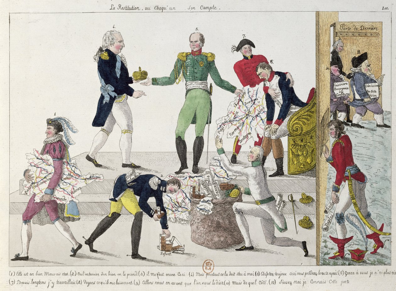 Odbudowa Cesarstwa Francuskiego podzielonego po Waterloo, 1815 r autorstwa French School