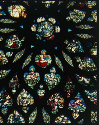 Objawienie św. Jana, fragment rozety (witraż) autorstwa French School