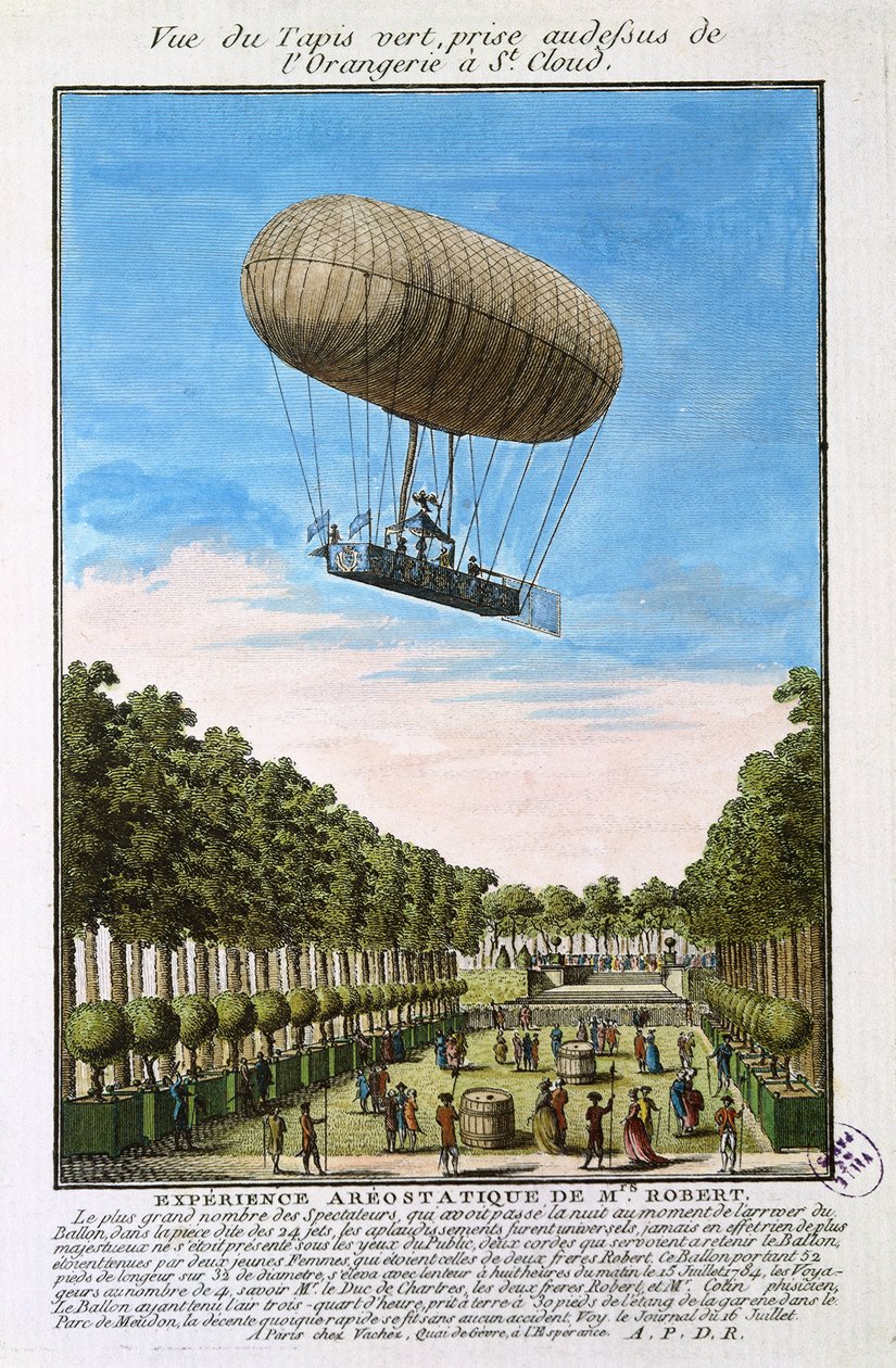Sterowiec Roberta nad Saint Cloud, Paryż, 15 lipca 1784 r autorstwa French School