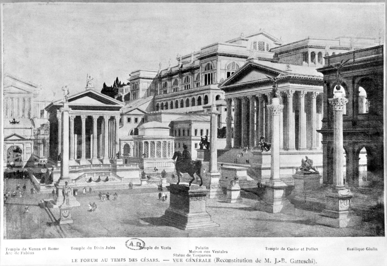 Forum Romanum Starożytności, rekonstrukcja Giambattisty Gatteschi autorstwa French School