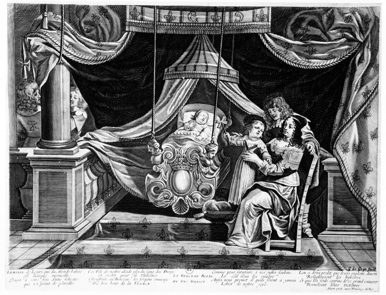 Królewskie łóżeczko księcia Anjou, c.1641 autorstwa French School