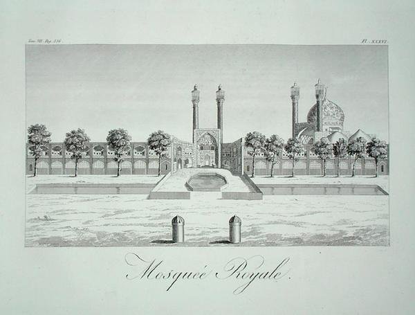 Meczet Królewski w Isfahanie, z „Podróży sir Johna Chardina w Persji”, L. Langles, wyd. w 1811 r. (grafika) autorstwa French School