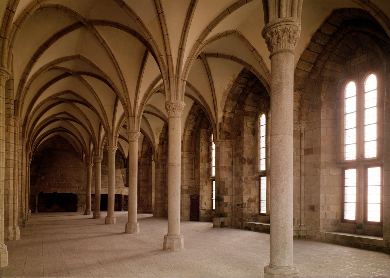 Salle des Hotes, widok wnętrza opactwa autorstwa French School