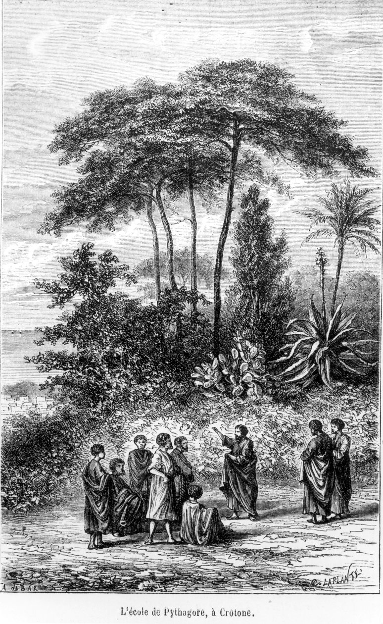 Szkoła Pitagorasa (ok. 580-500 pne) z Le Monde Illustre, 1865 autorstwa French School