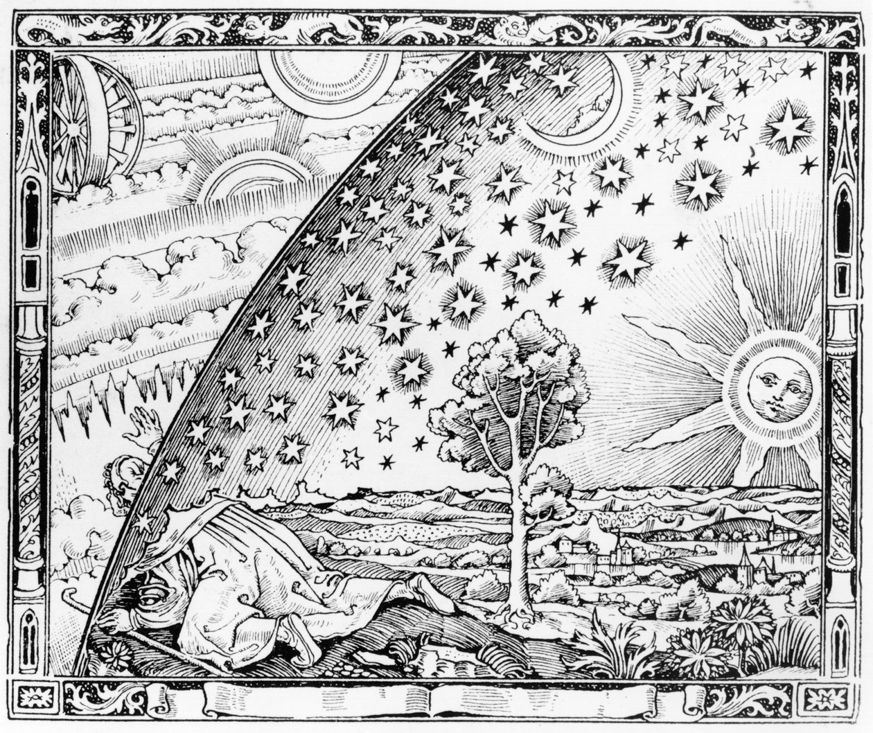 The Scientist Leaving the World, w stylu ok. 1520, z Latmosphere meteorologie populaire, wyd. Paryż, 1888 autorstwa French School