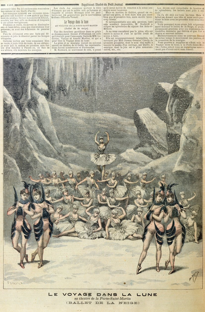 Balet śnieżny z Voyage dans la Lune Jacquesa Offenbacha (1819-90) z Le Petit Journal, 16 kwietnia 1892 autorstwa French School
