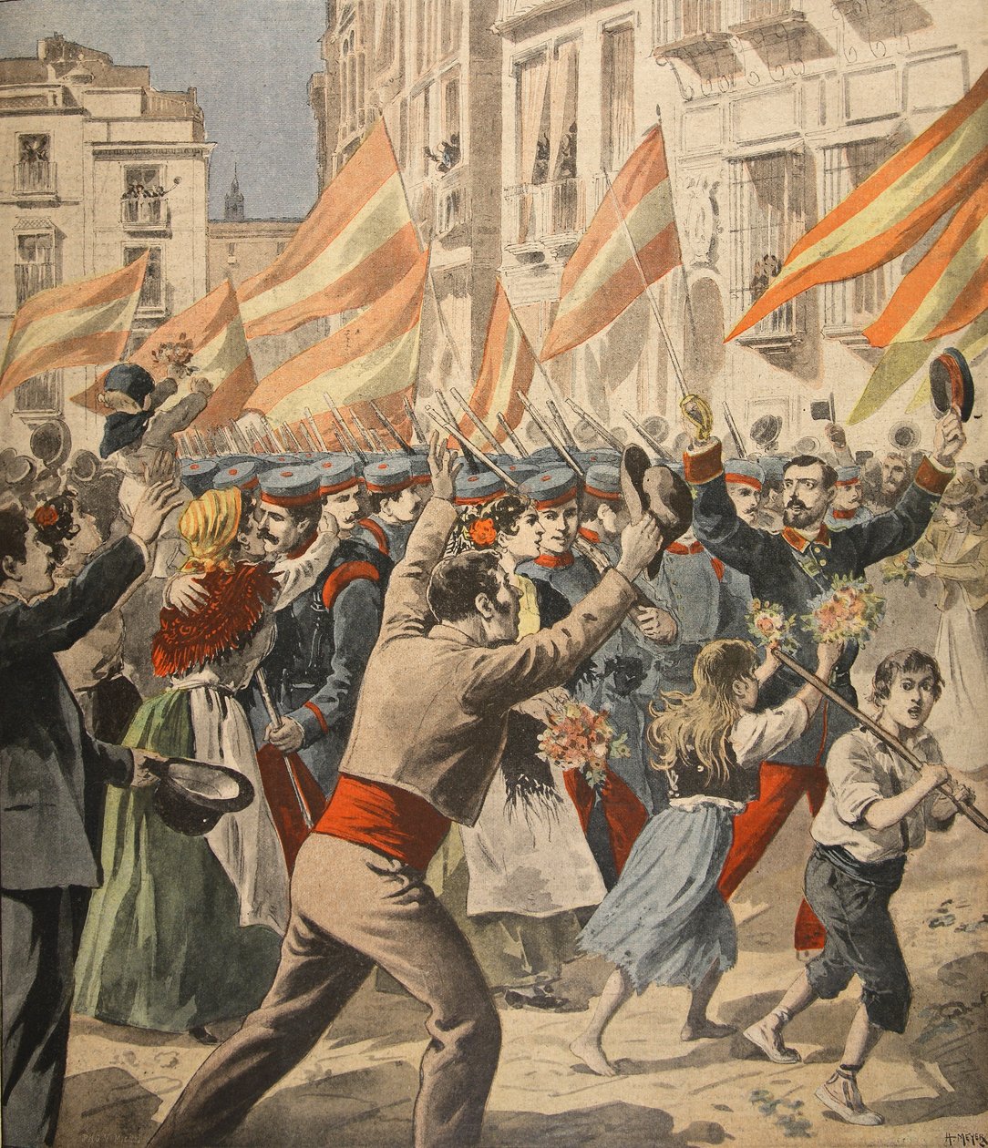 Wojna hiszpańsko-amerykańska, ilustracja z Le Petit Journal: Supplement illustre, 18 maja 1898 r. autorstwa French School