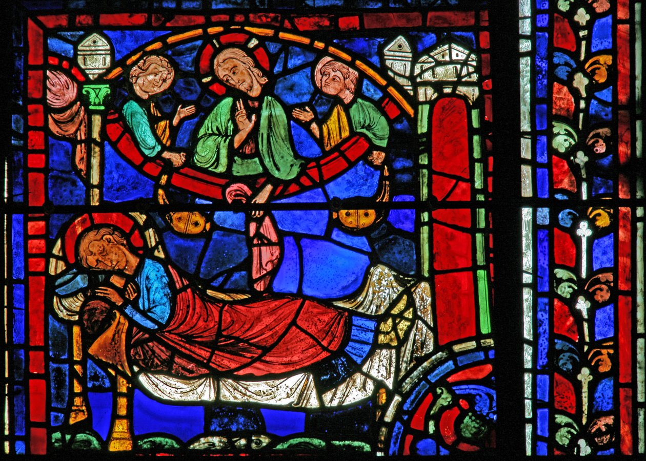 Okno św. Marcina: święty Chrystus pojawia się we śnie (w20) autorstwa French School