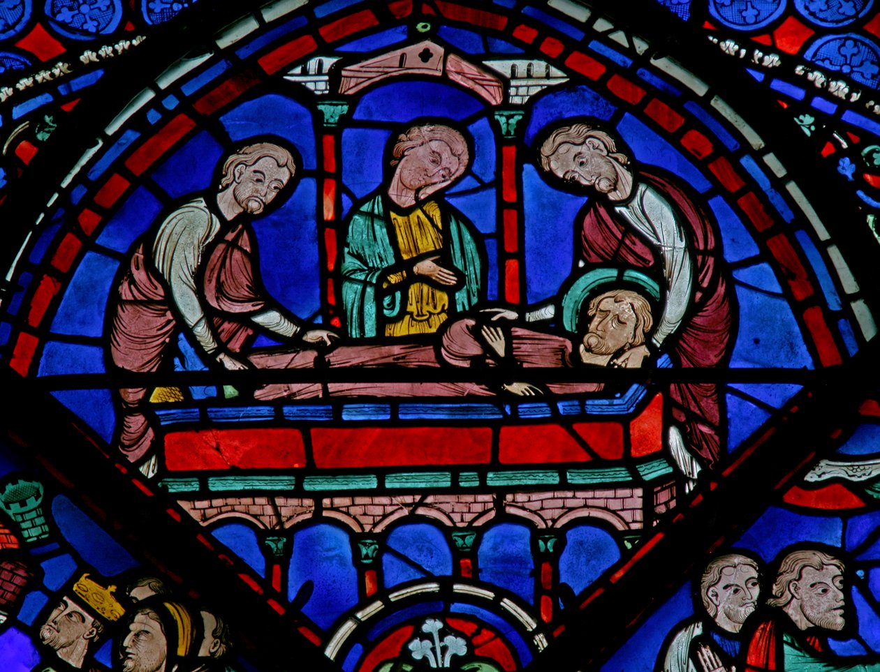 Okno św. Tomasza: złożenie do grobu (w23) autorstwa French School
