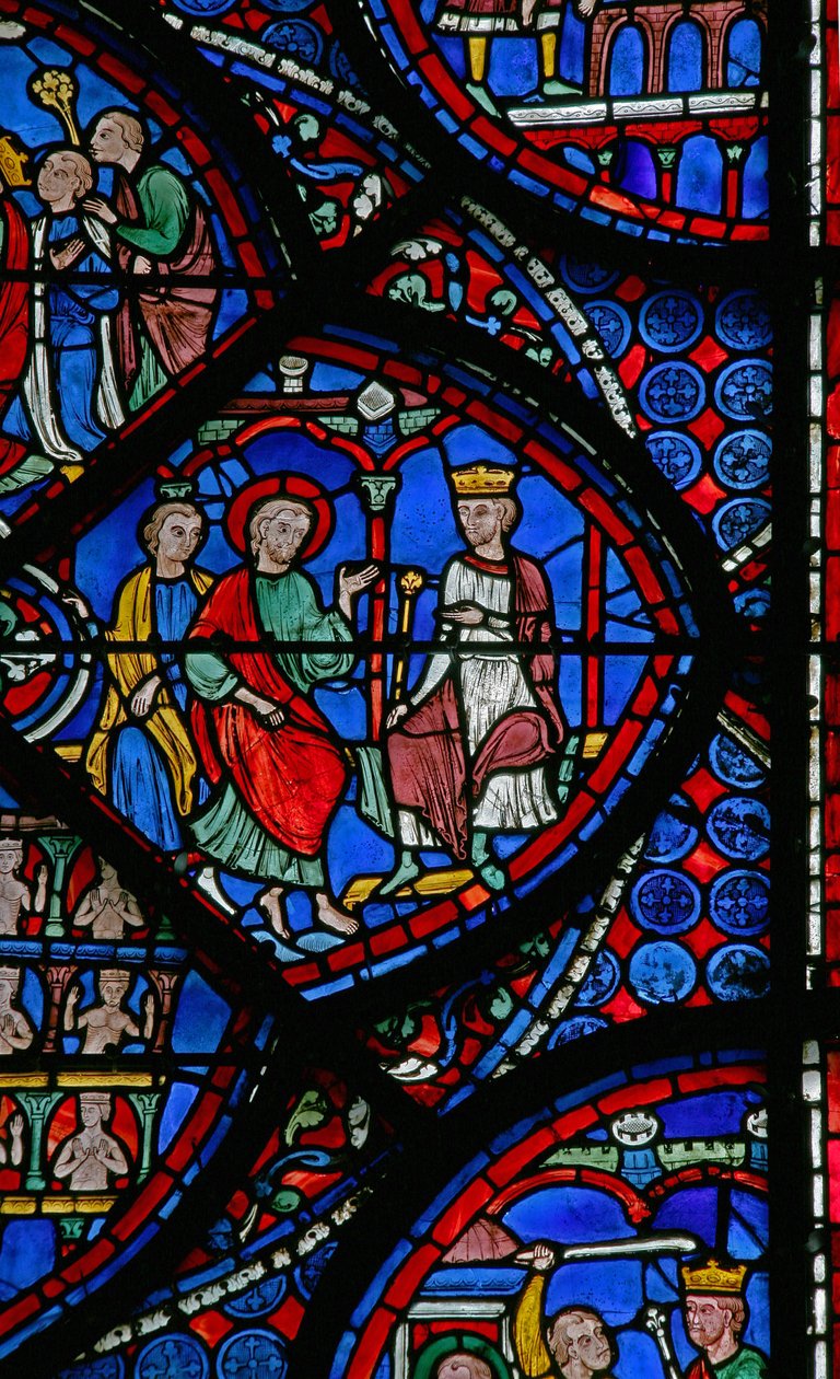 Okno św. Tomasza: zmartwychwstały Gad broni Tomasza (w23) autorstwa French School