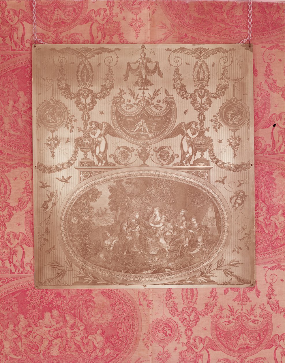 Historia Telemacha, płyta do nadruku na tkaninie Toile de Jouy (miedź) autorstwa French School