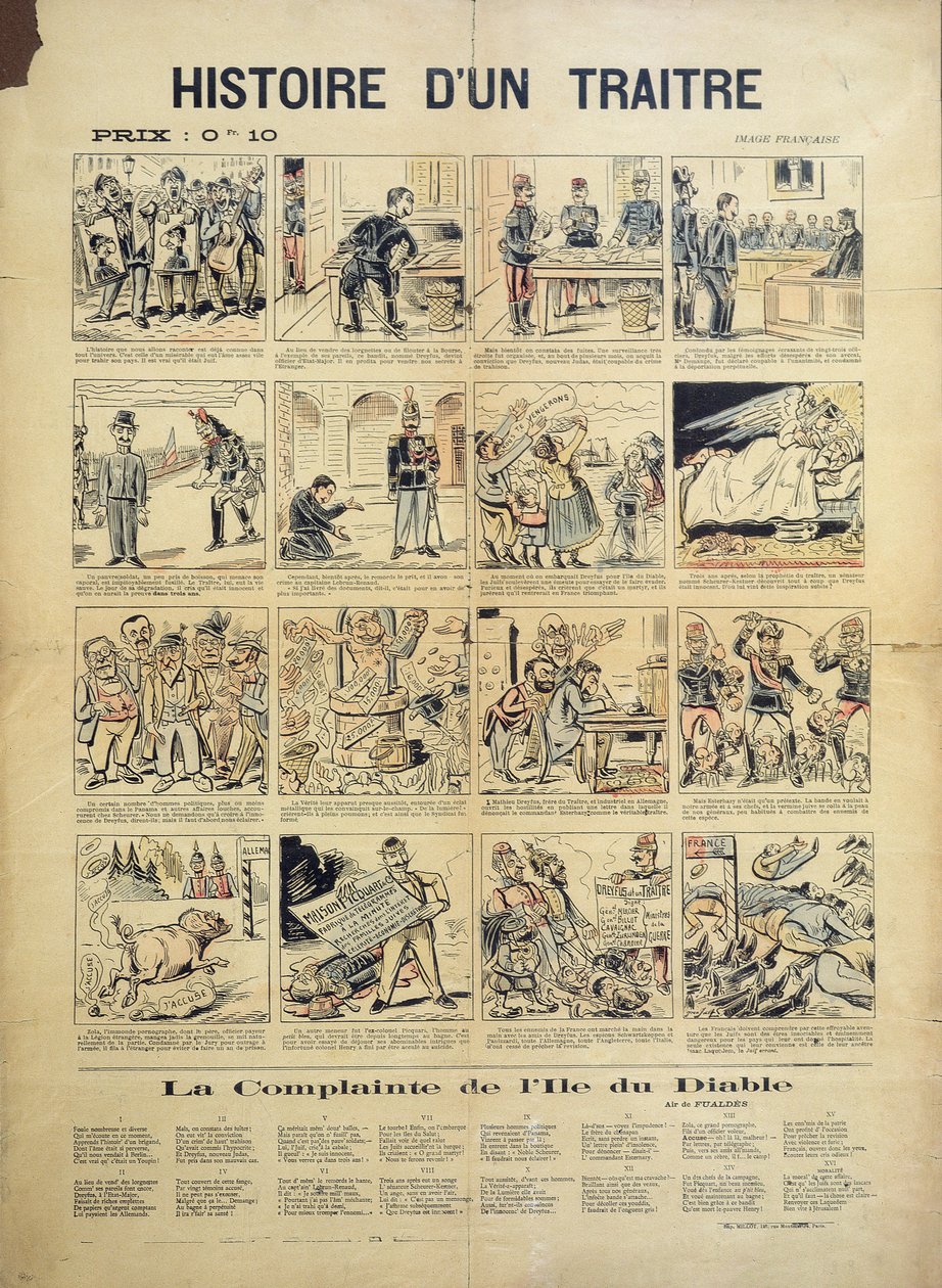 Historia zdrajcy, kreskówka antydreyfusardowa i karta piosenki autorstwa French School