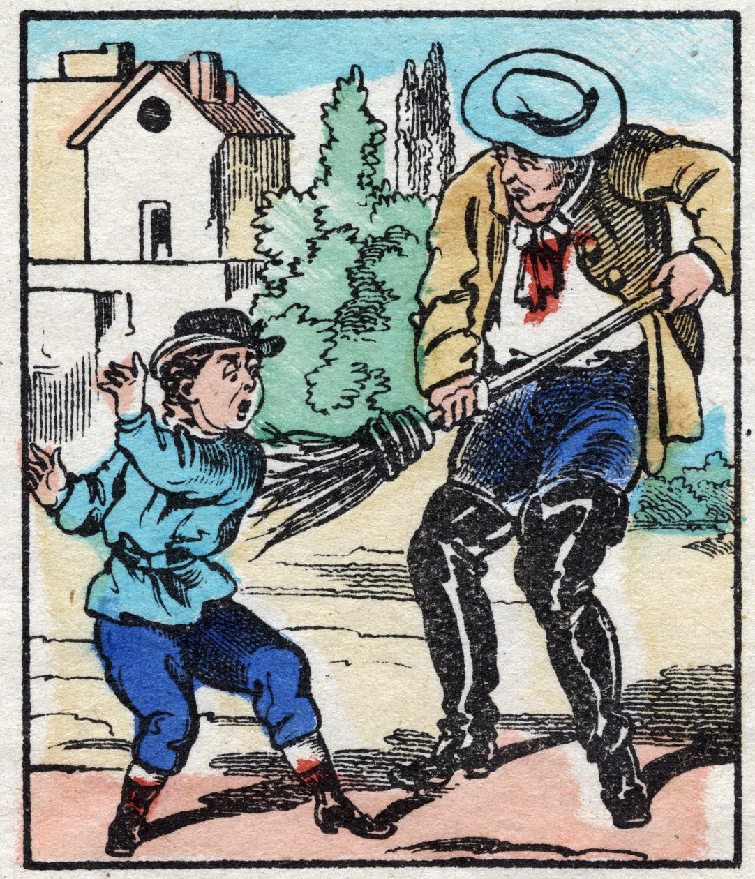 Zamiatacz. Grawerowanie w „”La chanson des metier””. Obrazowanie epinal, koniec XIX wieku. Prywatna kolekcja autorstwa French School