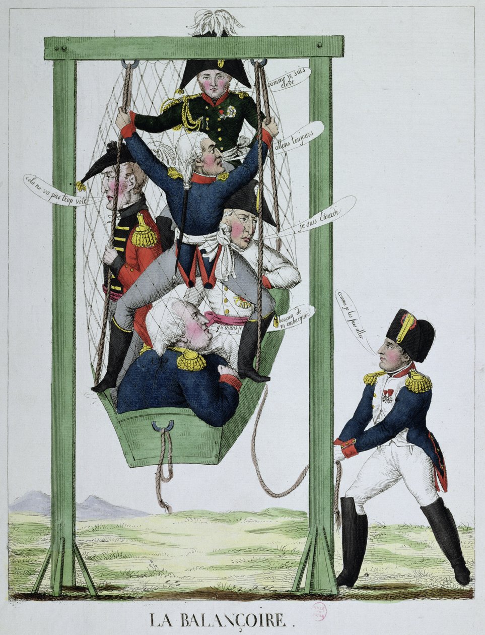 Huśtawka, karykatura Napoleona (1769-1821), ok.1814 autorstwa French School
