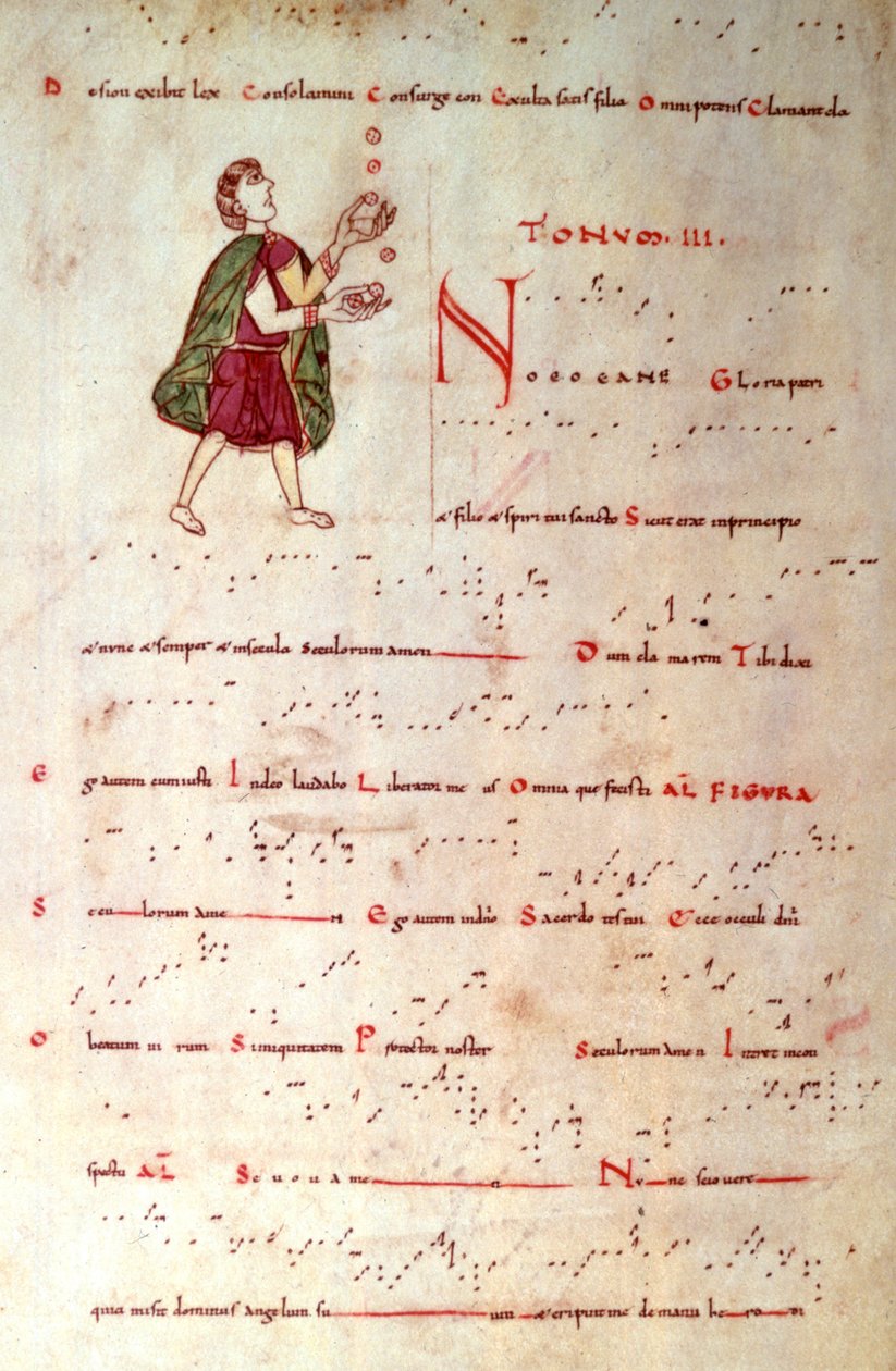 Tryb trzeci, z tonaru w notacji akwitańskiej (welum) autorstwa French School