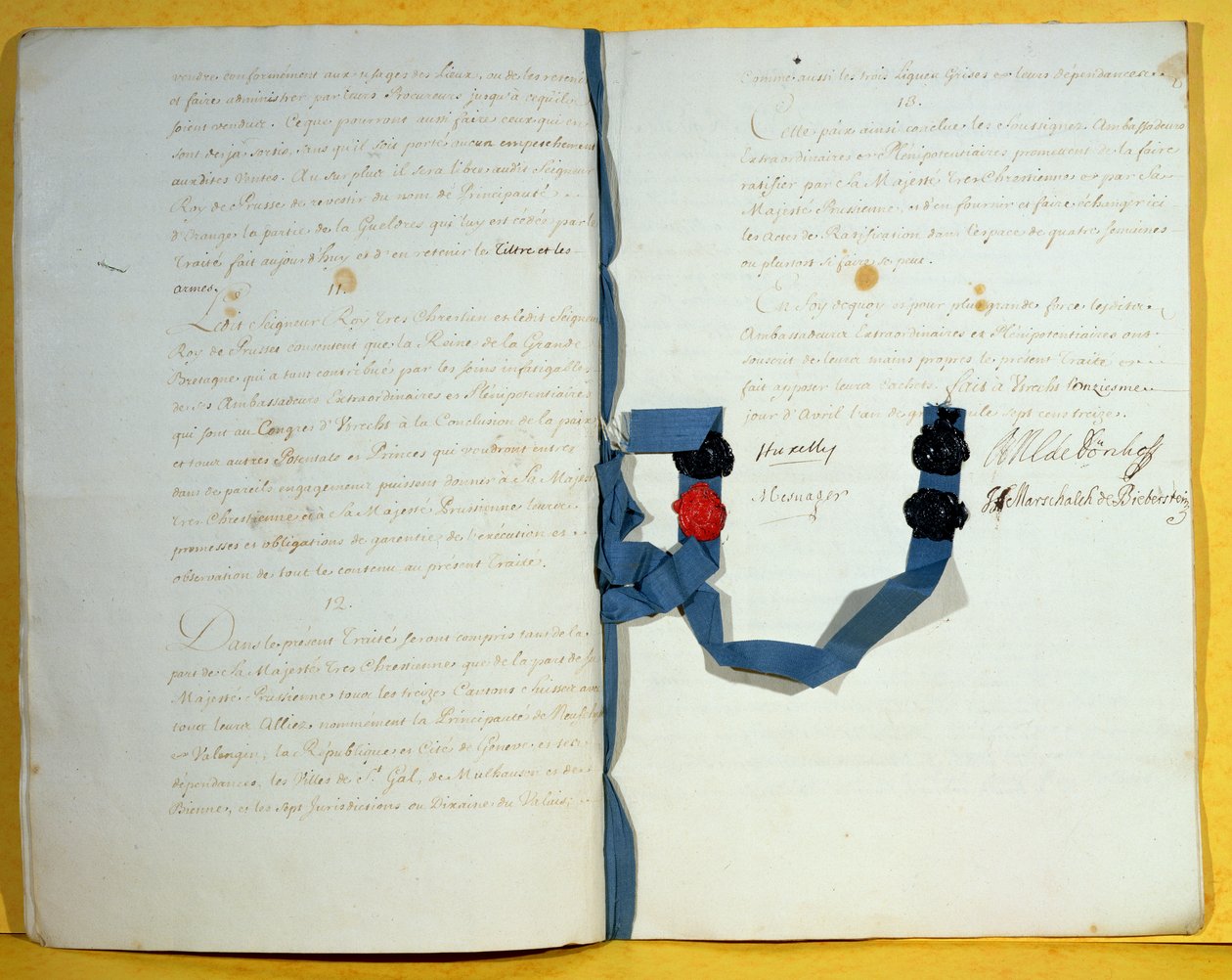 Traktat z Utrechtu, 11 kwietnia 1713 (pióro i atrament na papierze) autorstwa French School