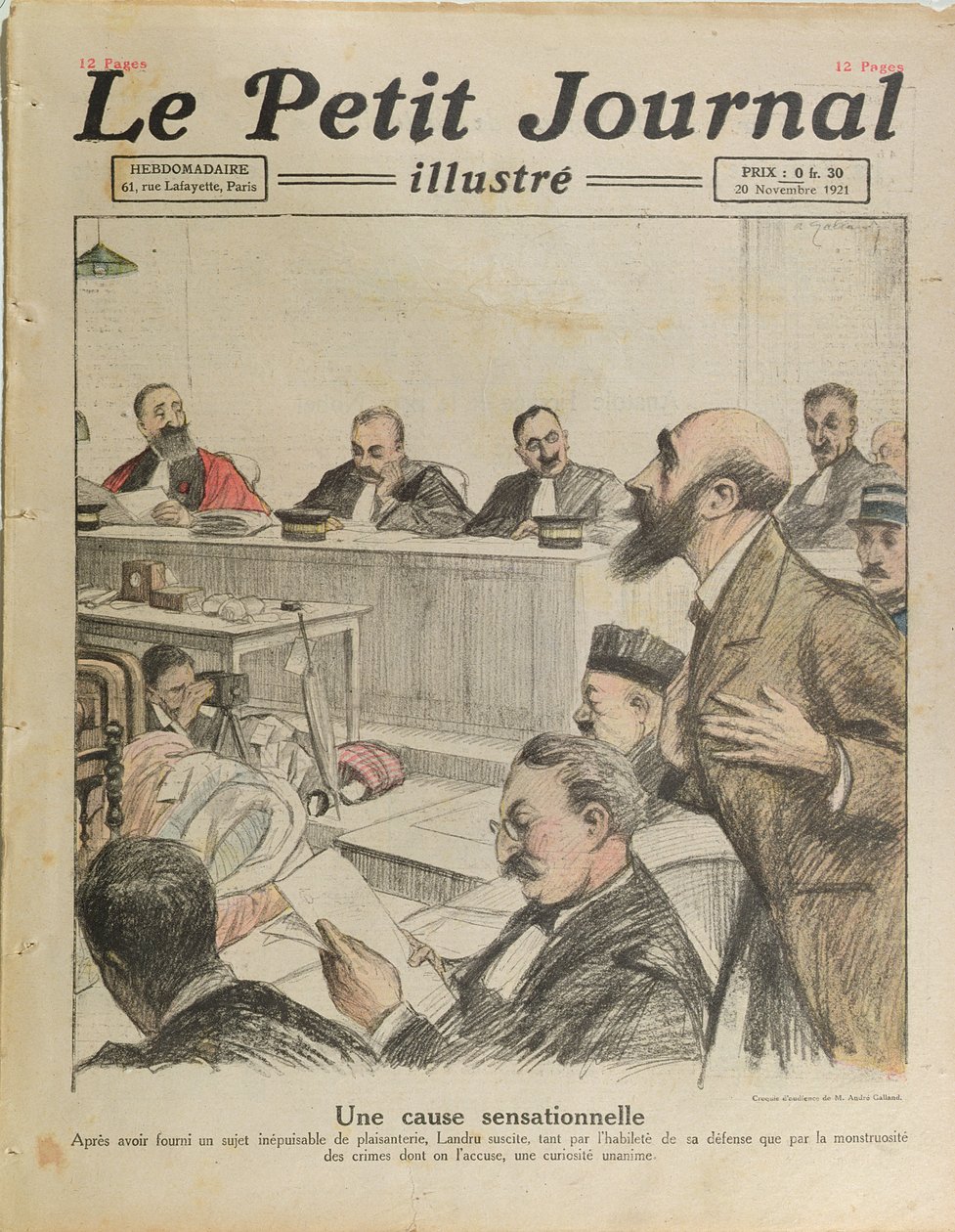 Proces Henri Desire Landru (1869-1922) z Le Petit Journal, 20 listopada 1921 autorstwa French School