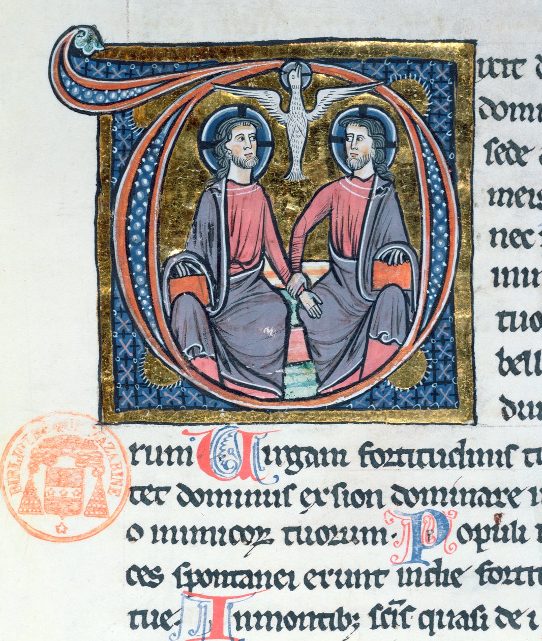 Trójca, iluminowany inicjał z Biblii łacińskiej autorstwa French School