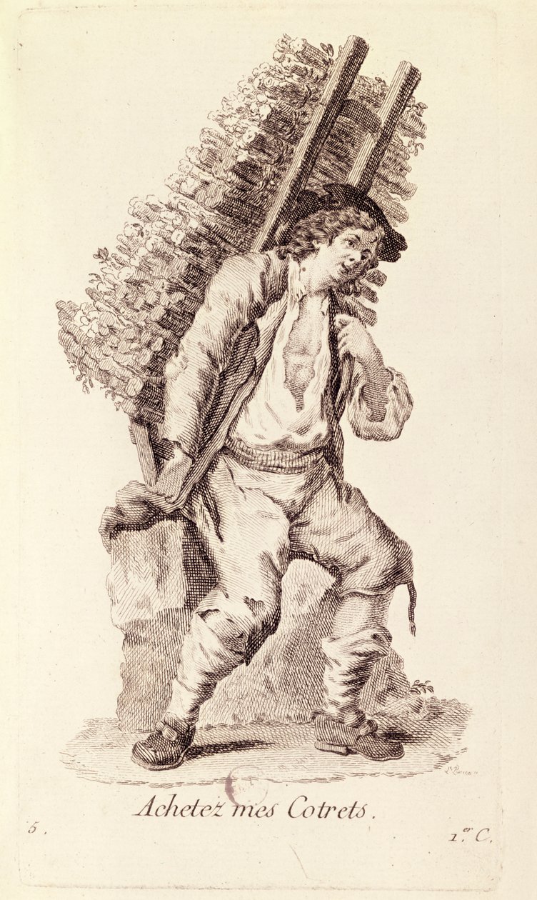 Sprzedawca gałązek, z „Petits Metiers de Paris” autorstwa French School