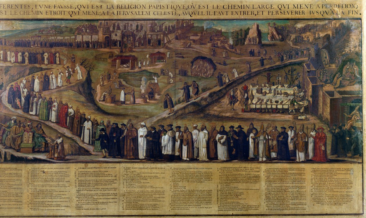 Dwie ścieżki religii, obraz podziału między protestantyzmem a katolicyzmem (zob. także 174606 i 174607) autorstwa French School
