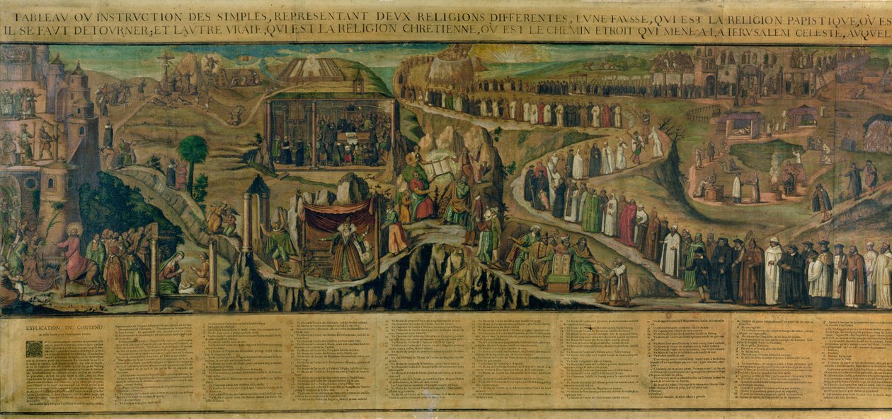 Dwie ścieżki religii, obraz podziału między protestantyzmem a katolicyzmem (zob. także 174605 i 174607) autorstwa French School