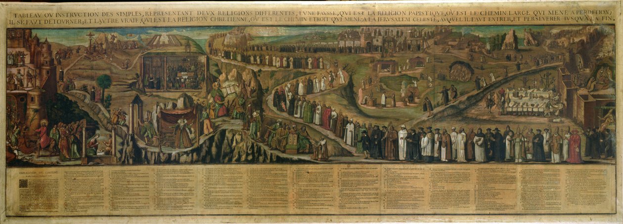 Dwie ścieżki religii, obraz podziału między protestantyzmem a katolicyzmem (patrz także 174605 i 174606) autorstwa French School