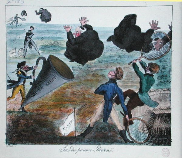 Niepożądane przyjęcie misjonarzy w Bretanii, grudzień 1819 (rycina) autorstwa French School