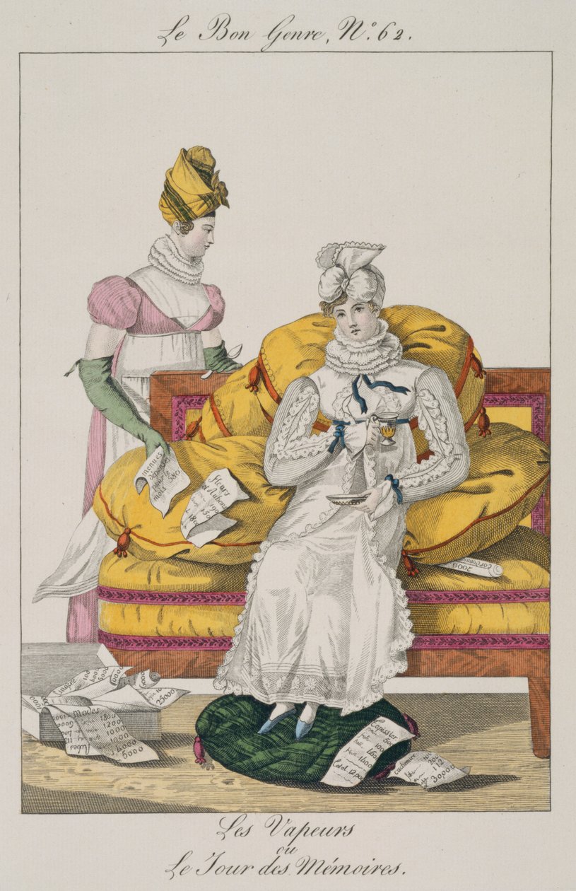 The Vapors or The Accounts Day, płyta 62 z Le Bon Genre, 1813 autorstwa French School