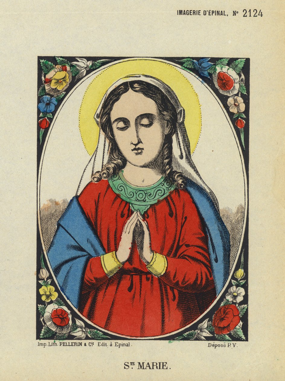 Dziewica Maryja (kolorowa litografia) autorstwa French School