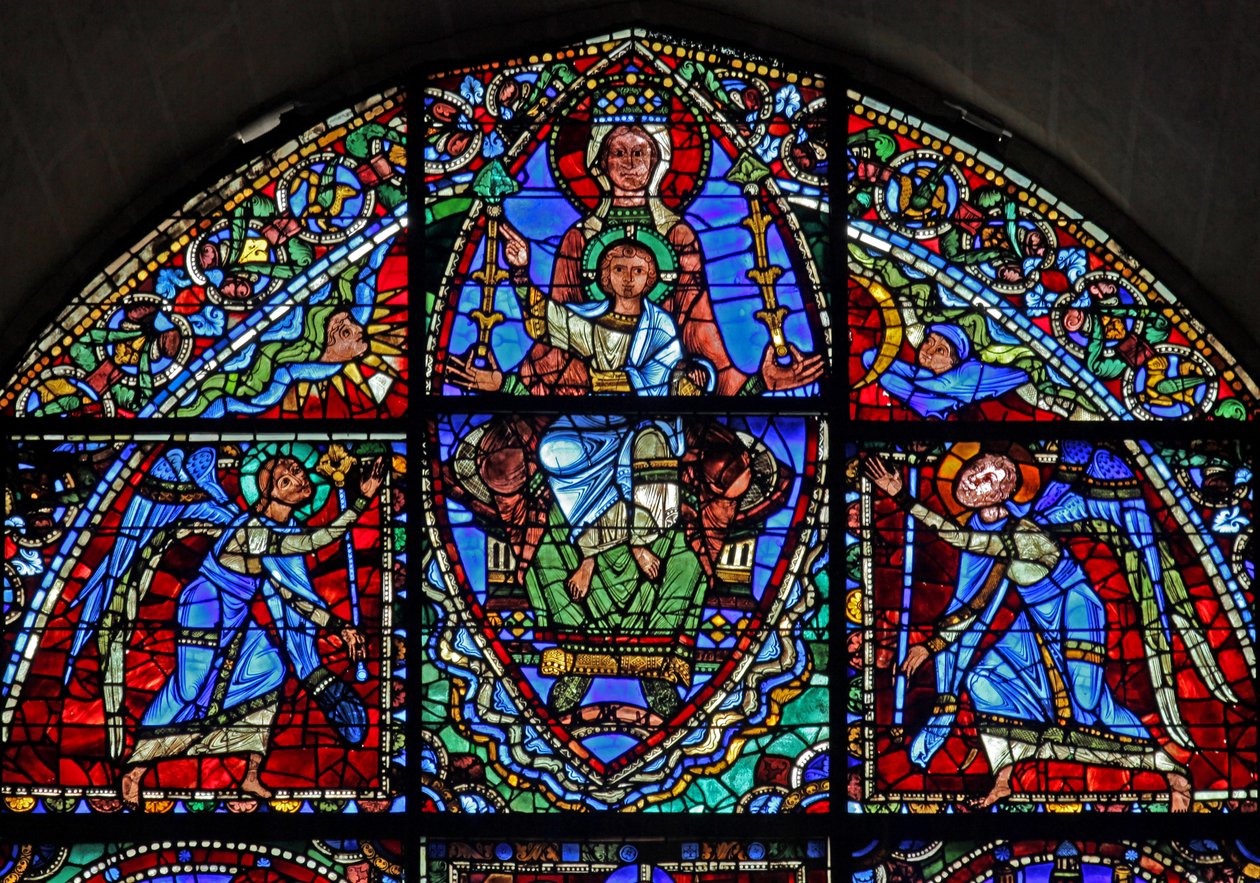 Intronizująca Maryja Panna i Dzieciątko Chrystus z dwoma aniołami autorstwa French School