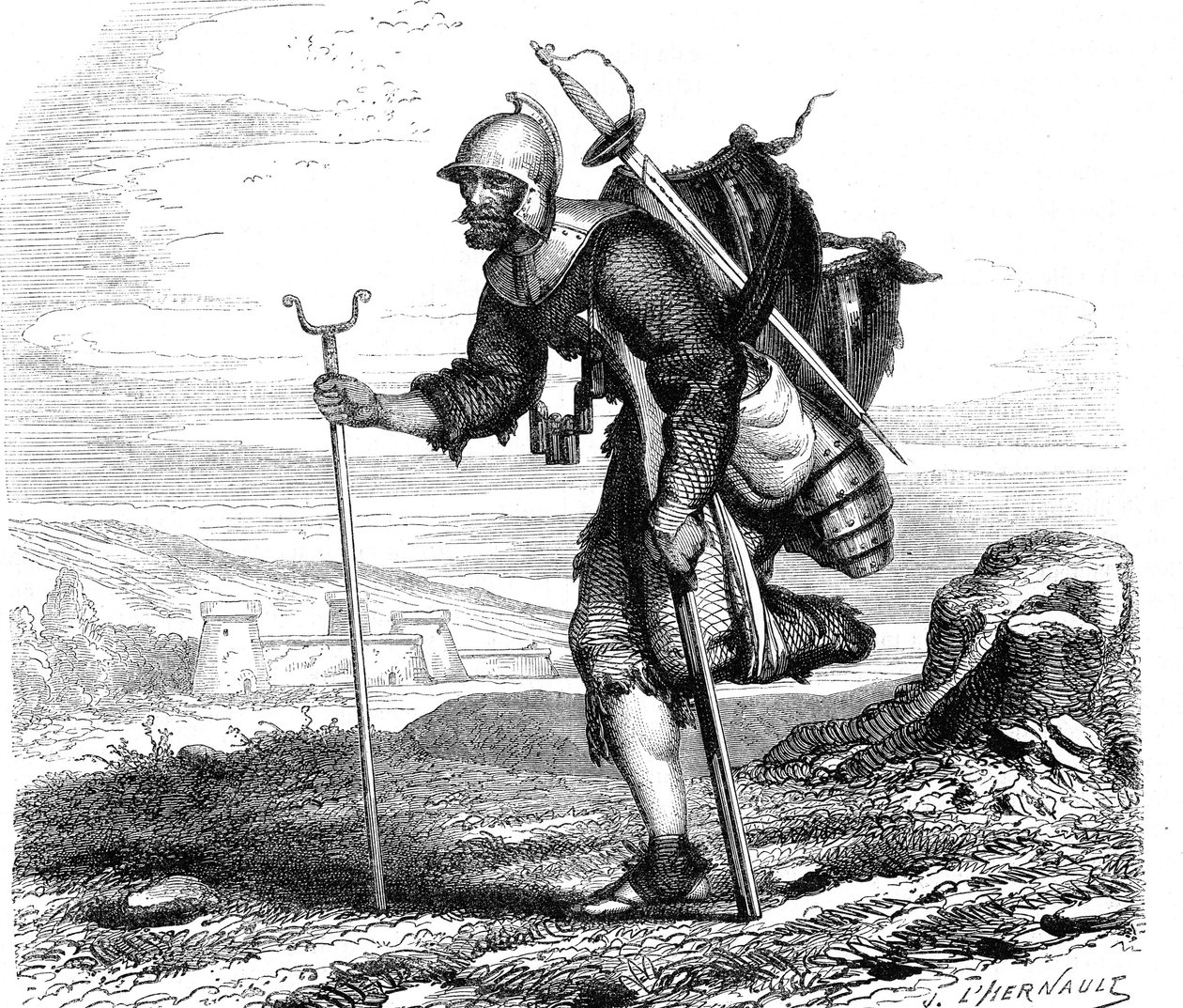 Wojna (symbol) Lansquenet – druk J.M. Metelli 1867 autorstwa French School