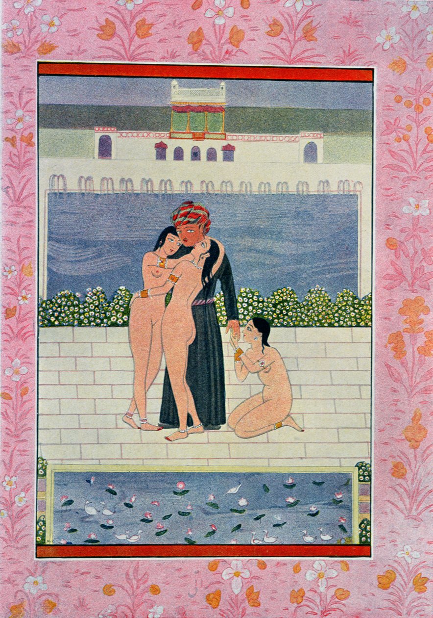 Wesele Hassana Badreddina, ilustracja z Nocy arabskich, 1895 (kolorowa grawerunek) autorstwa French School