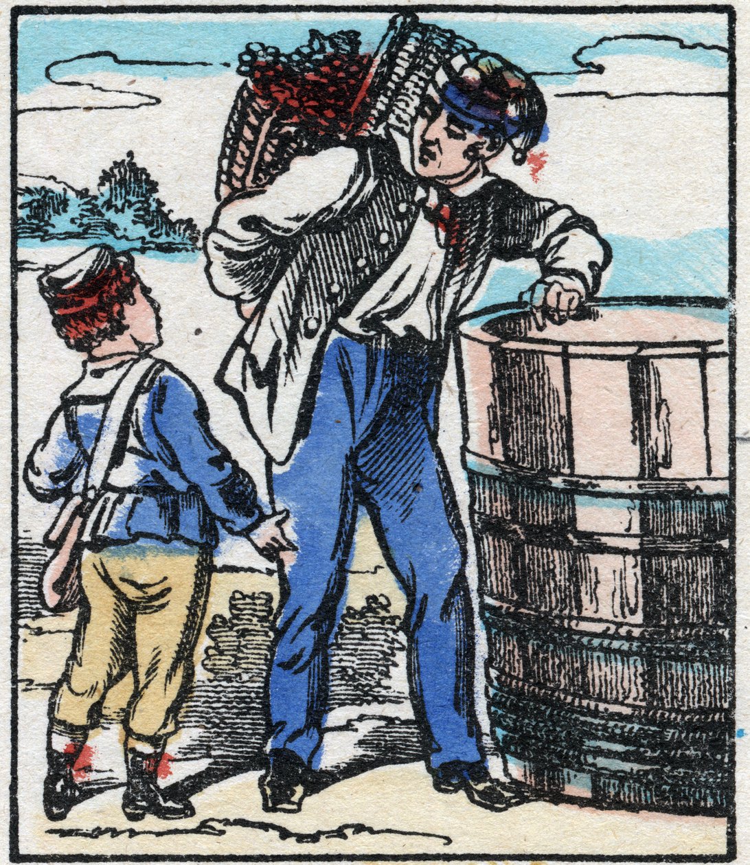 Winiarz. Grawerowanie w „”La chanson des metier””. Obrazowanie epinal, koniec XIX wieku. Prywatna kolekcja autorstwa French School