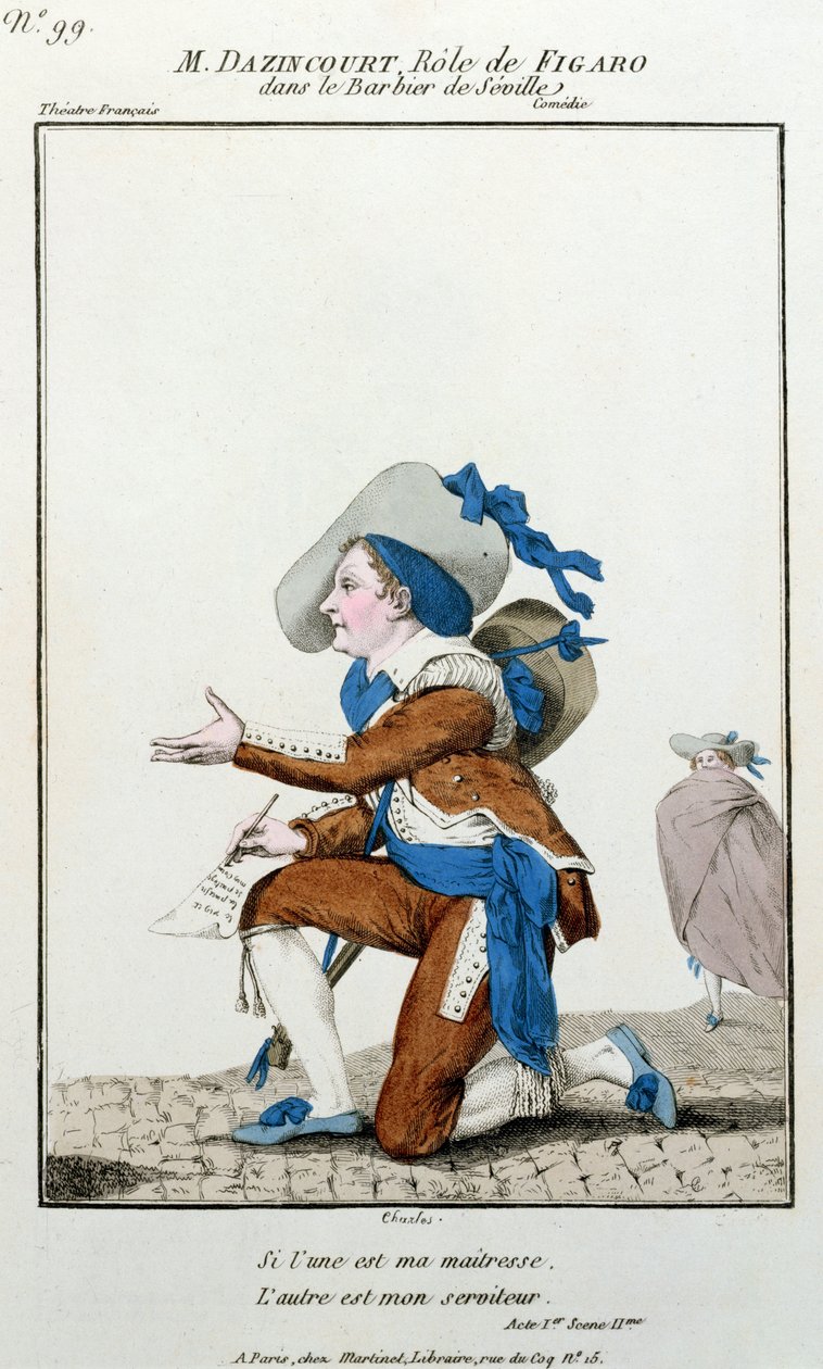 Aktor Dazincourt w Theatre Francais w roli Figara w Cyruliku sewilskim Pierre