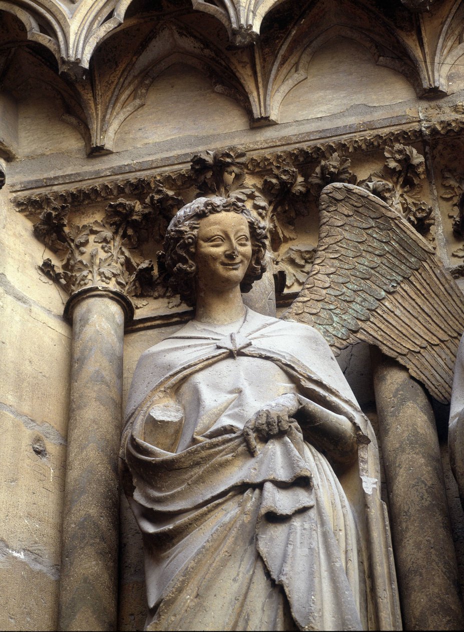 Anioł z uśmiechem Cathedrale de Reims autorstwa French School