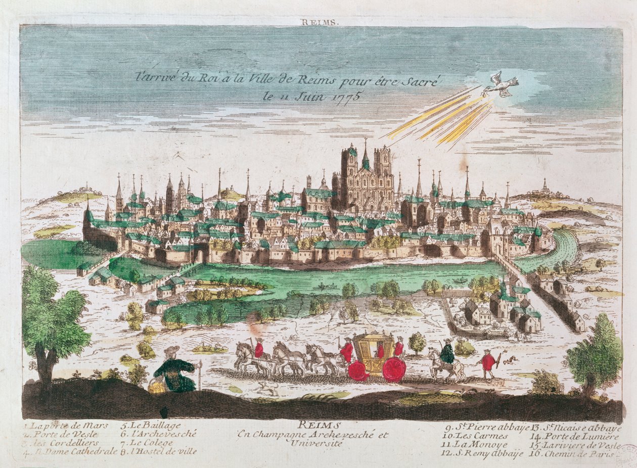 Przybycie Ludwika XVI do Reims na koronację 11 czerwca 1775 r. autorstwa French School