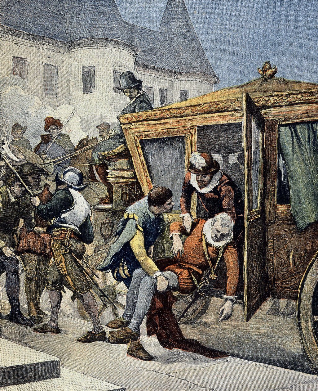 Zabójstwo Henryka IV w dniu 14.05.1610 r. Okładka "Le Petit Francais Illustré" z 12.05.1900. autorstwa French School