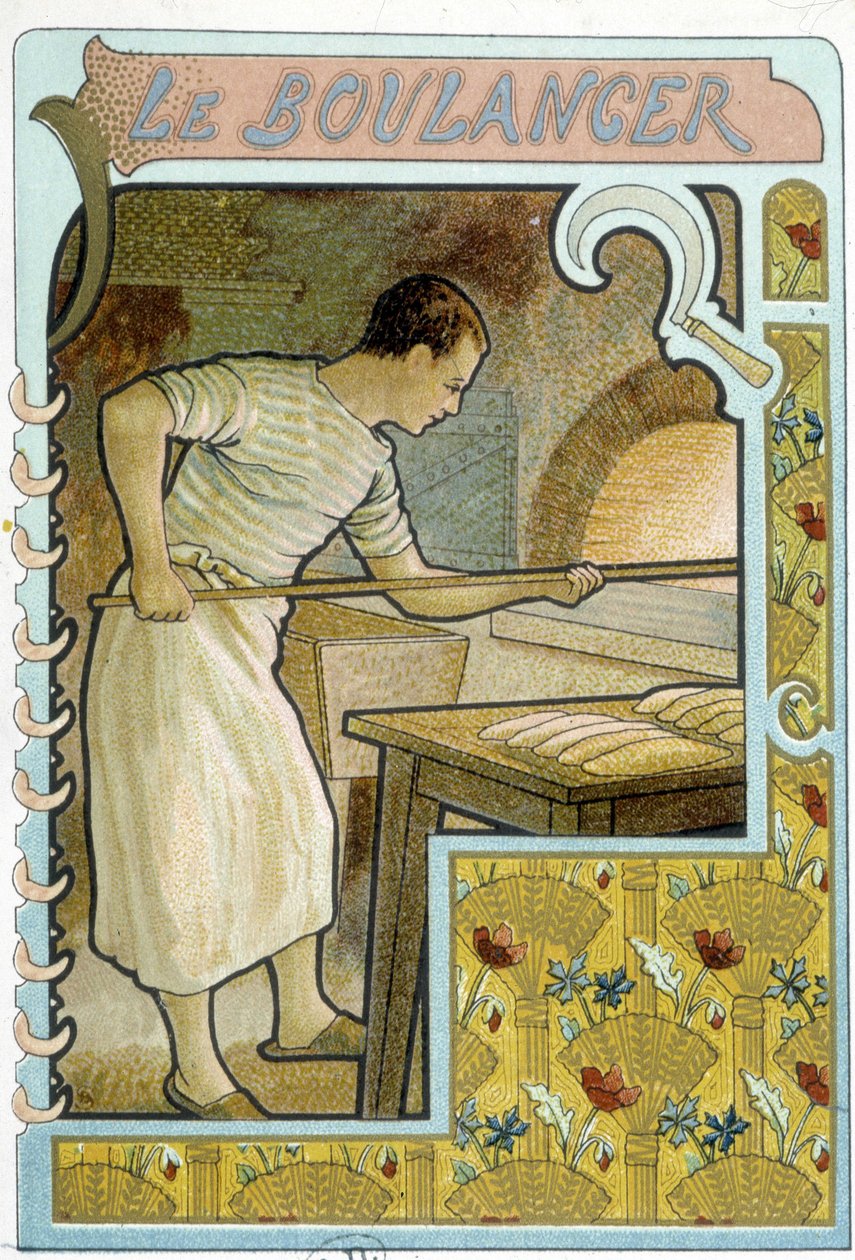 Piekarz przy swoim piekarniku – Chromo. autorstwa French School
