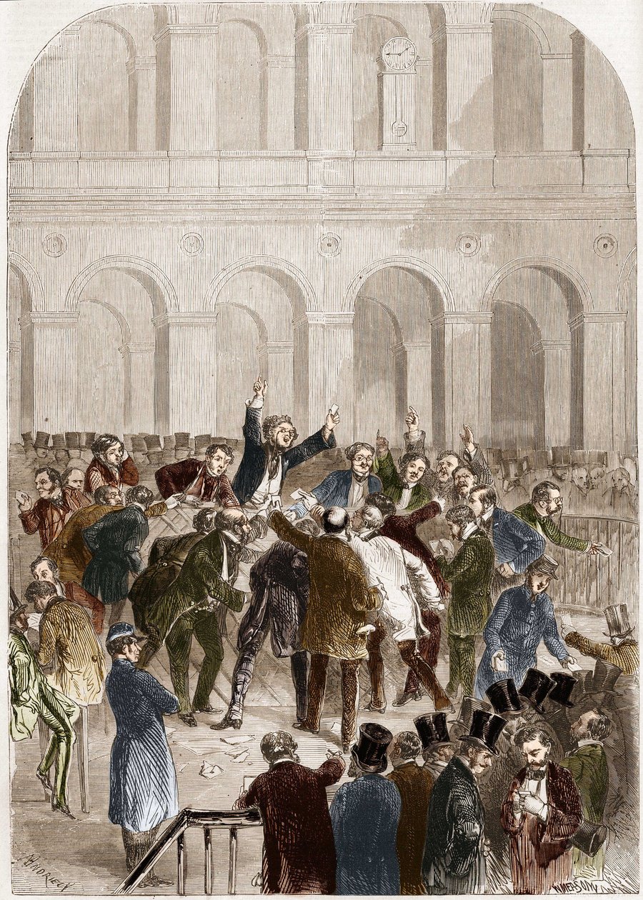 Koszyk Giełdy Papierów Wartościowych w Paryżu w 1857 r. autorstwa French School