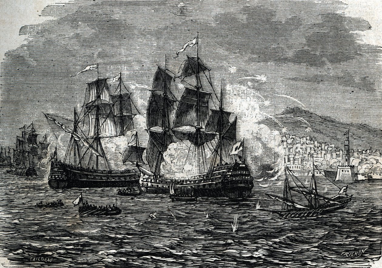 Bombardowanie Algieru w sierpniu 1682 r. przez Abrahama Duquesne - (rycina) 1864 autorstwa French School