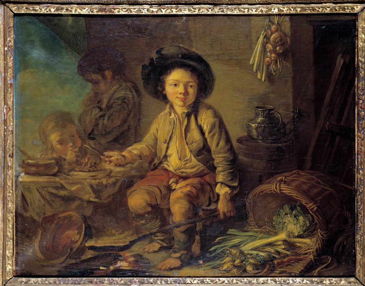 Śniadanie małego malarstwa sabaudzkiego Szkoły Francuskiej. Około 1750-1780. Ciemny. 0,59x0,73m. autorstwa French School