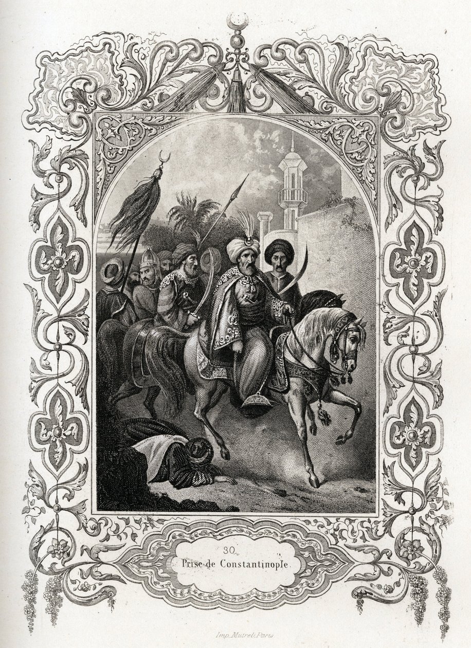 Zdobycie Konstantynopola w 1453 r. przez wojska osmańskie. Rycina ilustrująca Histoire des popes autorstwa Maurice