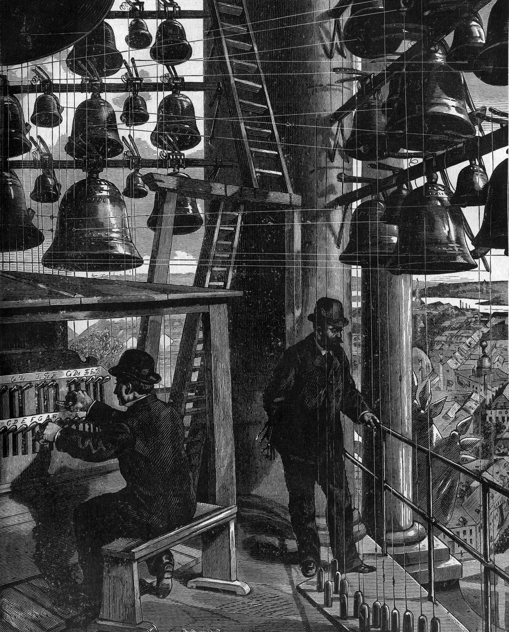 Carillon z Poczdamu w Niemczech w XIX wieku. autorstwa French School