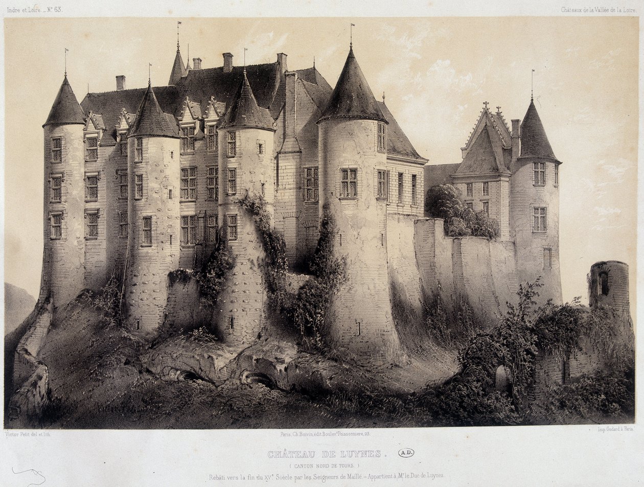 Zamek Luynes - Litografia autorstwa French School