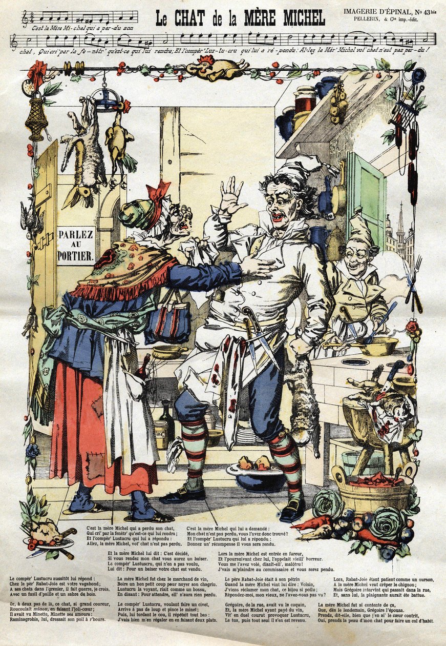 Kot matki Michela. Popularna piosenka. Obraz Epinal autorstwa French School