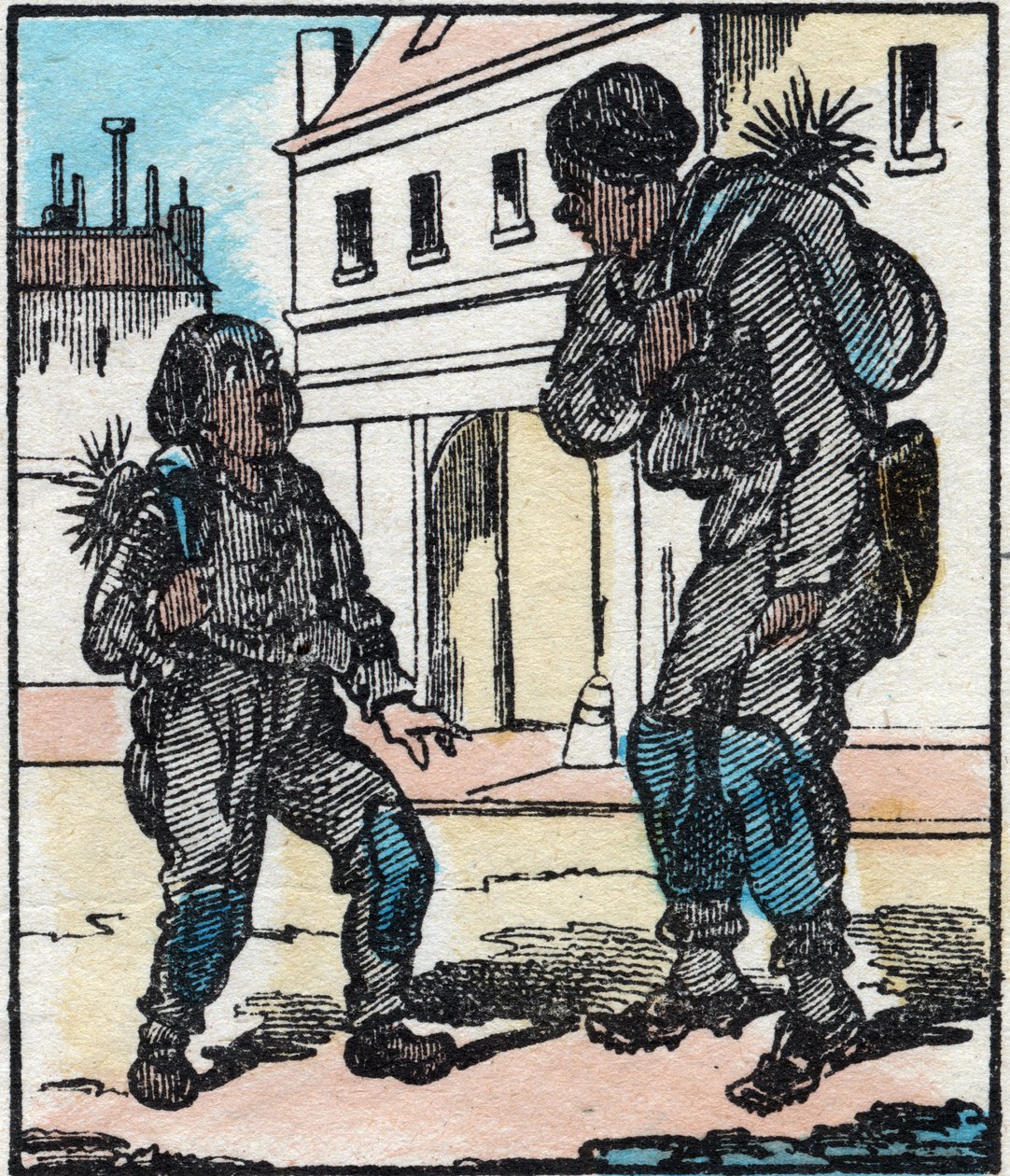 Kominiarz. Grawerowanie w „”La chanson des metier””. Obrazowanie epinal, koniec XIX wieku. Prywatna kolekcja autorstwa French School