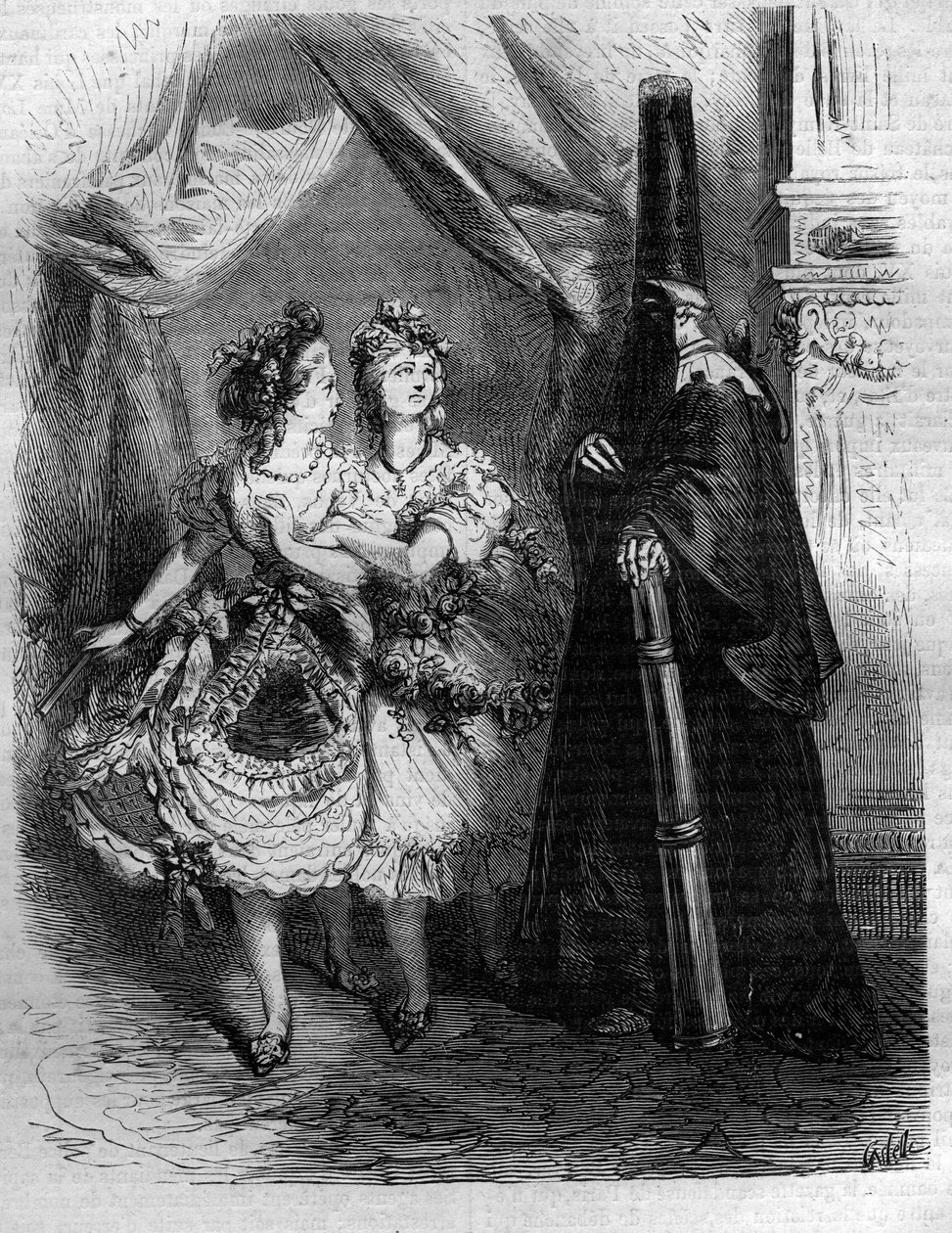 Córki „haremu” króla Francji Ludwika XV powiedziały Bien-Aimž (1710-1774). Grawer w „Histoire des Papes-Rois-Queen and Empereurs a travers les Century” Maurice Lachatre autorstwa French School