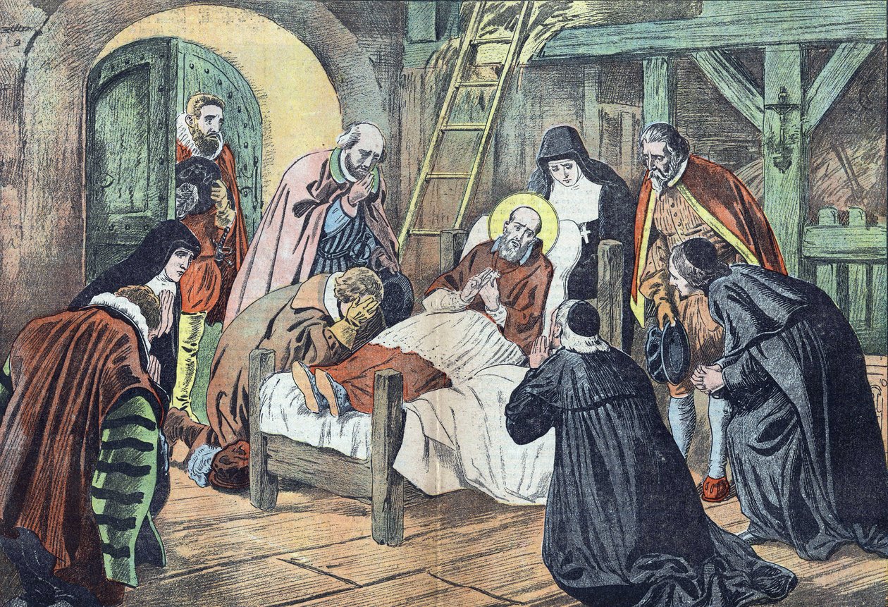 Śmierć świętego Franciszka Salezego 18 grudnia 1622 r. w Lyonie została otoczona przez fideles. "Le pelerin" z 31/12/1922 (druk) autorstwa French School